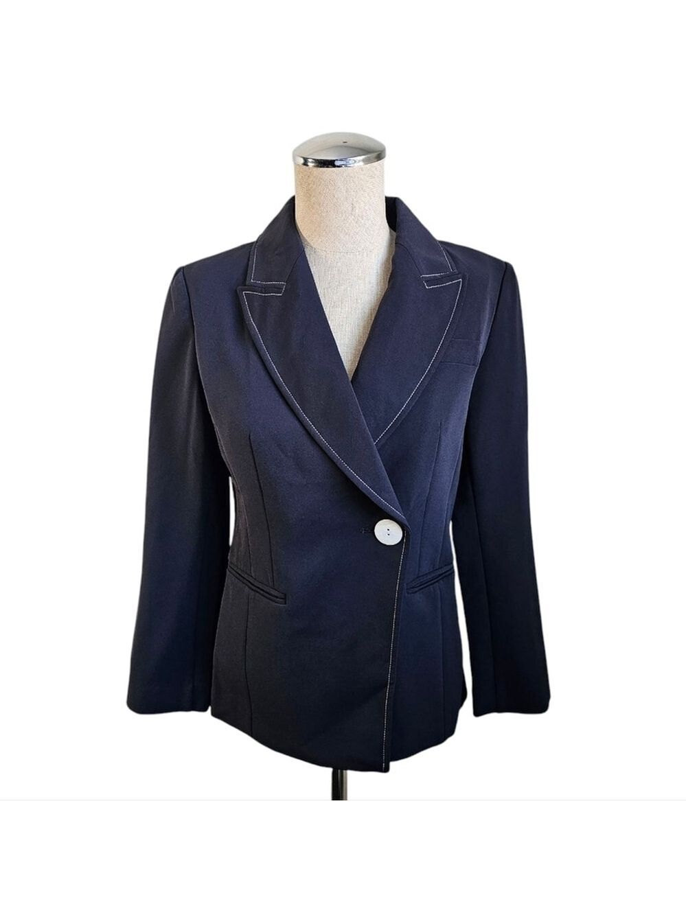 Lily Navy Blazer with White Stitching Size 2